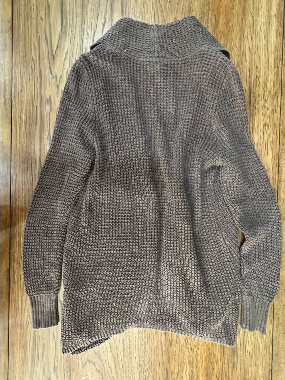 Market & Spruce Chocolate Brown Waffle Knit Open-Front Cardigan - Picture 3 of 3